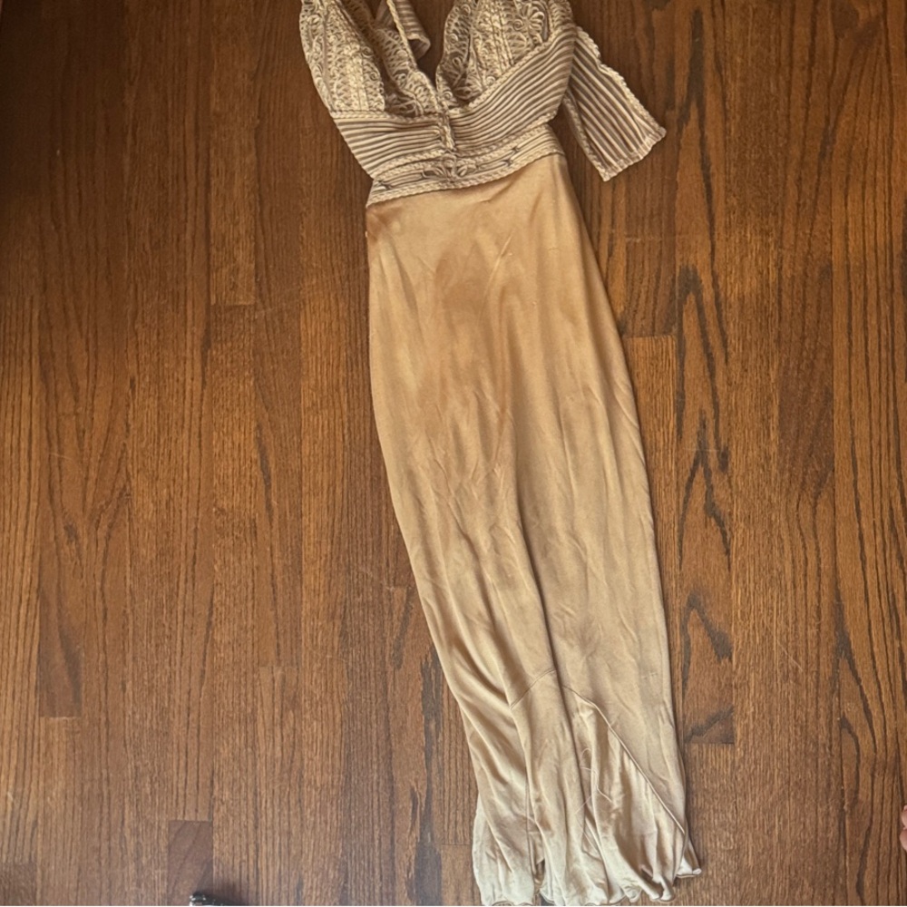 Versace Gold and Cream Midi Dress